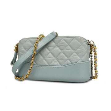 CHANEL Shoulder Bag Gabrielle W Chain Lambskin Blue Silver Hardware Women's