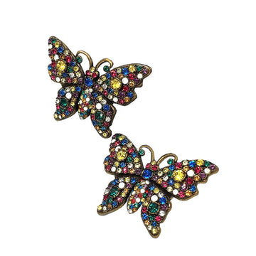 GUCCI Butterfly Earrings 503919 Processing Metal Crystal Studs Women's Unisex