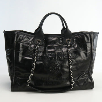 CHANEL Chain Tote GM Deauville Bag Leather Women's