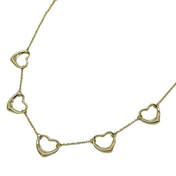 TIFFANY&Co. Necklace Ladies 750YG 5P Elsa Peretti Open Heart Yellow Gold Polished