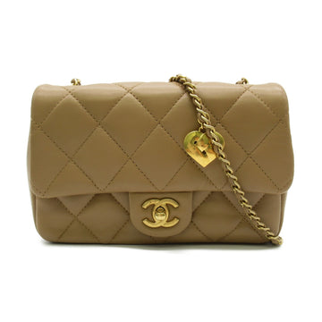 CHANEL Shoulder Bag Beige Lambskin [sheep leather] AS3457