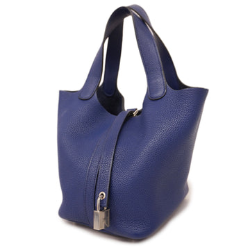 HERMESAuth  Picotan Lock PM C Engraved Blue Ankle Taurillon Clemence Handbag