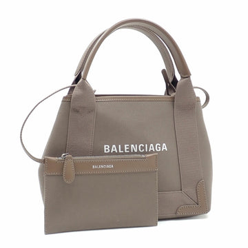 Balenciaga Tote Bag Navy Cabas XS Ladies Greige Canvas Leather 390346 Hand
