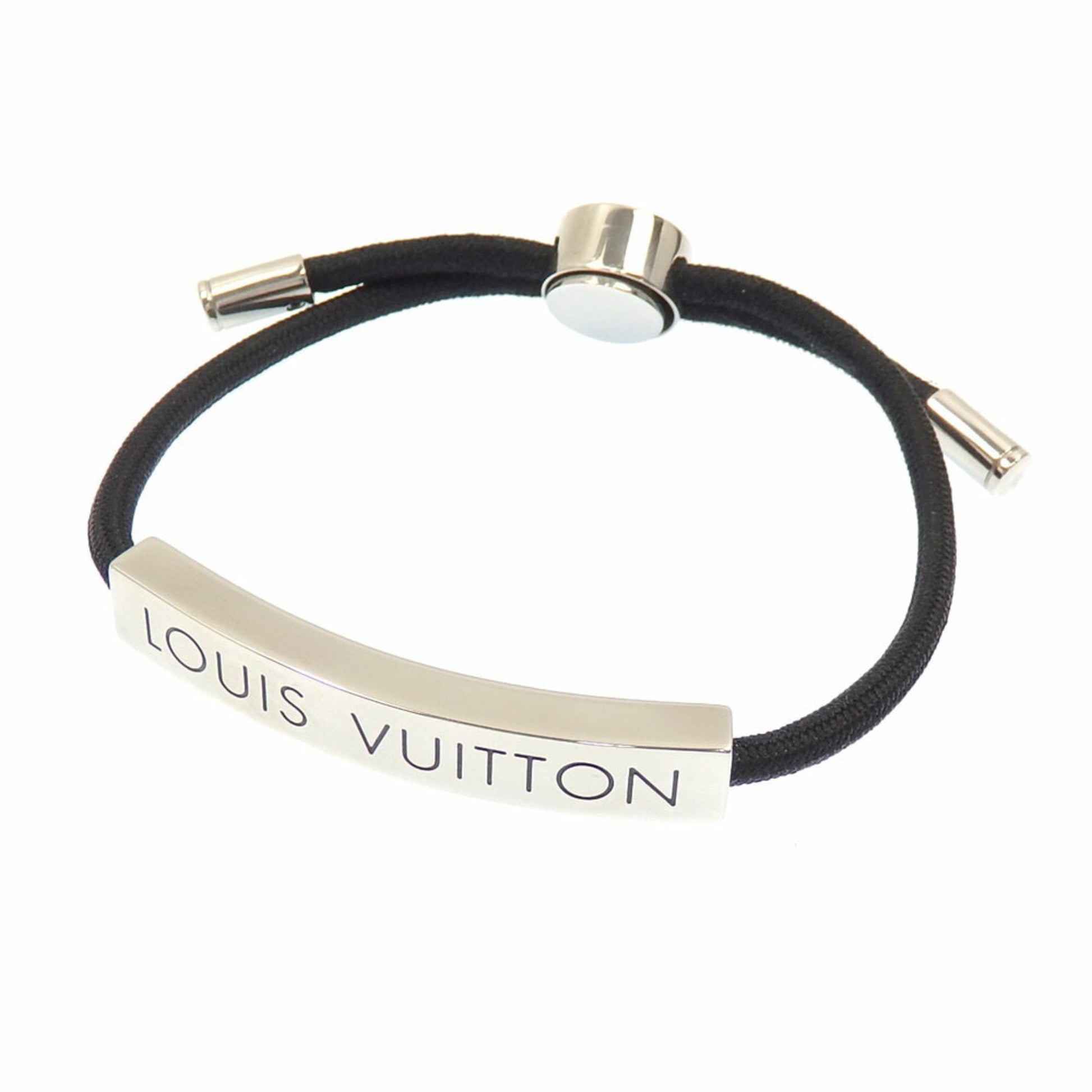 Authenticated Used LOUIS VUITTON Monogram Eclipse Brasserie LV Bracelet 19  M6456 Louis Vuitton Leather Unisex Black Gray 