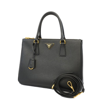 Prada Saffiano 2way Bag Women's Leather Handbag,Shoulder Bag Black