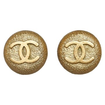 CHANEL Coco Mark Round Earrings Gold Plated Women's