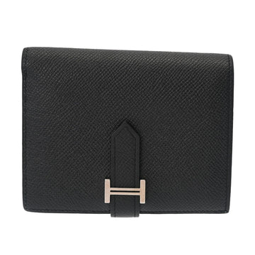 HERMES Bearn Black Palladium Hardware D Engraved [around 2019] Ladies Vaux Epson Bifold Wallet