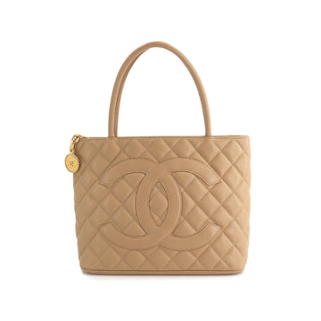 Chanel reissue tote bag caviar skin beige A01804 gold metal fittings Medallion Tote Bag