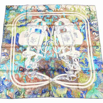 HERMES Carre 90 BRIDES de GALA en FINESSE Scarf Silk Ceremonial Bridle Brides Gala Multicolor Marble Watercolor