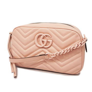 GUCCI Shoulder Bag GG Marmont 447632 Leather Pink Silver Hardware Women's