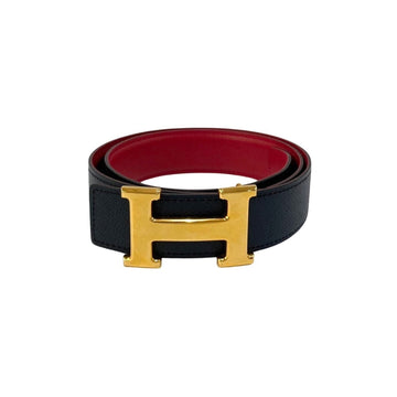 HERMES Constance Belt Leather Genuine Accessory Navy Red Men's Women's 80684