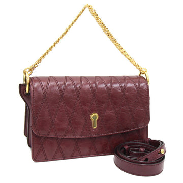 BALLY Shoulder Bag Bordeaux Leather Ladies Chain