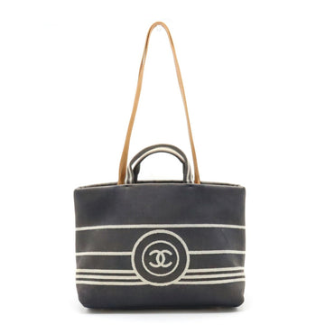 Chanel here mark in tote bag shoulder canvas gray A92240