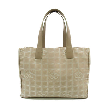 CHANEL New Travel Line Tote MM Tote Bag Beige leather Nylon