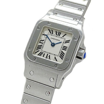 CARTIER Watch Ladies Santos Galbe SM Quartz Stainless Steel SS W20056D6 Silver Ivory Polished
