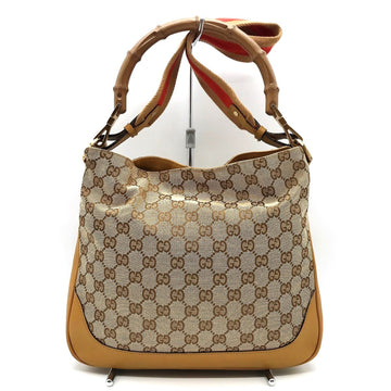 GUCCI Bamboo Shoulder Bag 2WAY Beige Yellow Mustard Sherry GG Canvas Ladies 001 4095