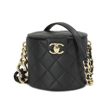 CHANEL Matelasse Vanity Chain Shoulder Bag Leather Black AS1355 Mini