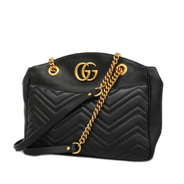 GUCCIAuth  GG Marmont Shoulder Bag 443501 Leather Black