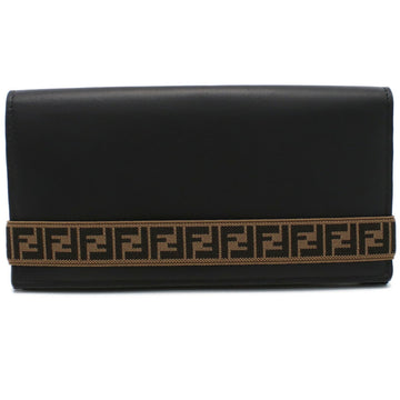 FENDI 7M0268 Long Wallet with Double-Fold Coin Purse Black Men's