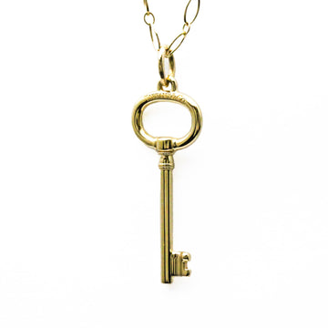 TIFFANY Oval Key Charm Yellow Gold [18K] No Stone Women,Men Fashion Pendant Necklace [Gold]