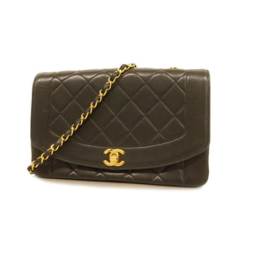 Chanel Shoulder Bag Matelasse Diana Flap Single Chain Lambskin Black Gold Metal