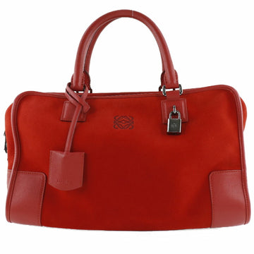 LOEWE Amazona 36 Mini Boston Suede Red Ladies Handbag