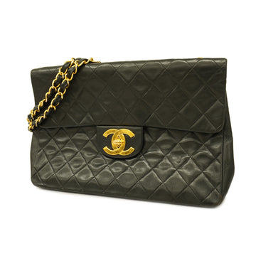 CHANEL[3bd4370-e-g] Auth  Decamatlasse W Chain Women's Leather Shoulder Bag Black