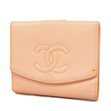 CHANELAuth  Wallet Gold Hardware Women's Caviar Leather Wallet [bi-fold] Light Pink