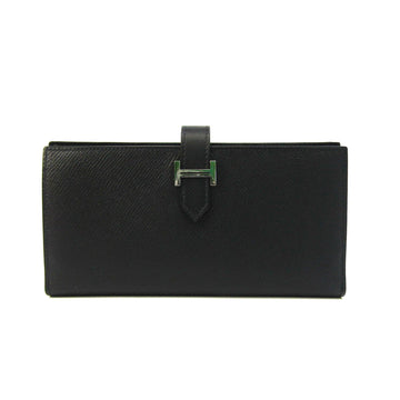 HERMES Bearn Souffle Women,Men Epsom Leather Long Wallet [bi-fold] Black