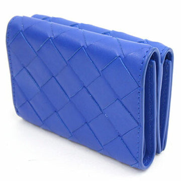 BOTTEGA VENETA Trifold Wallet Intrecciato 667036 Blue Leather Small Men's Women's