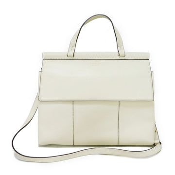 TORY BURCH Handbag Block T Satchel Foil Stamped 2WAY Shoulder Bag Logo White 35456 Women's