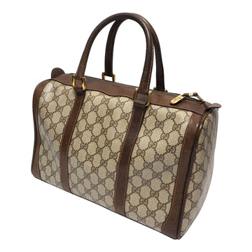 OLDGUCCI old Gucci mini Boston bag handbag travel barrel unisex GG pattern pigskin brown beige