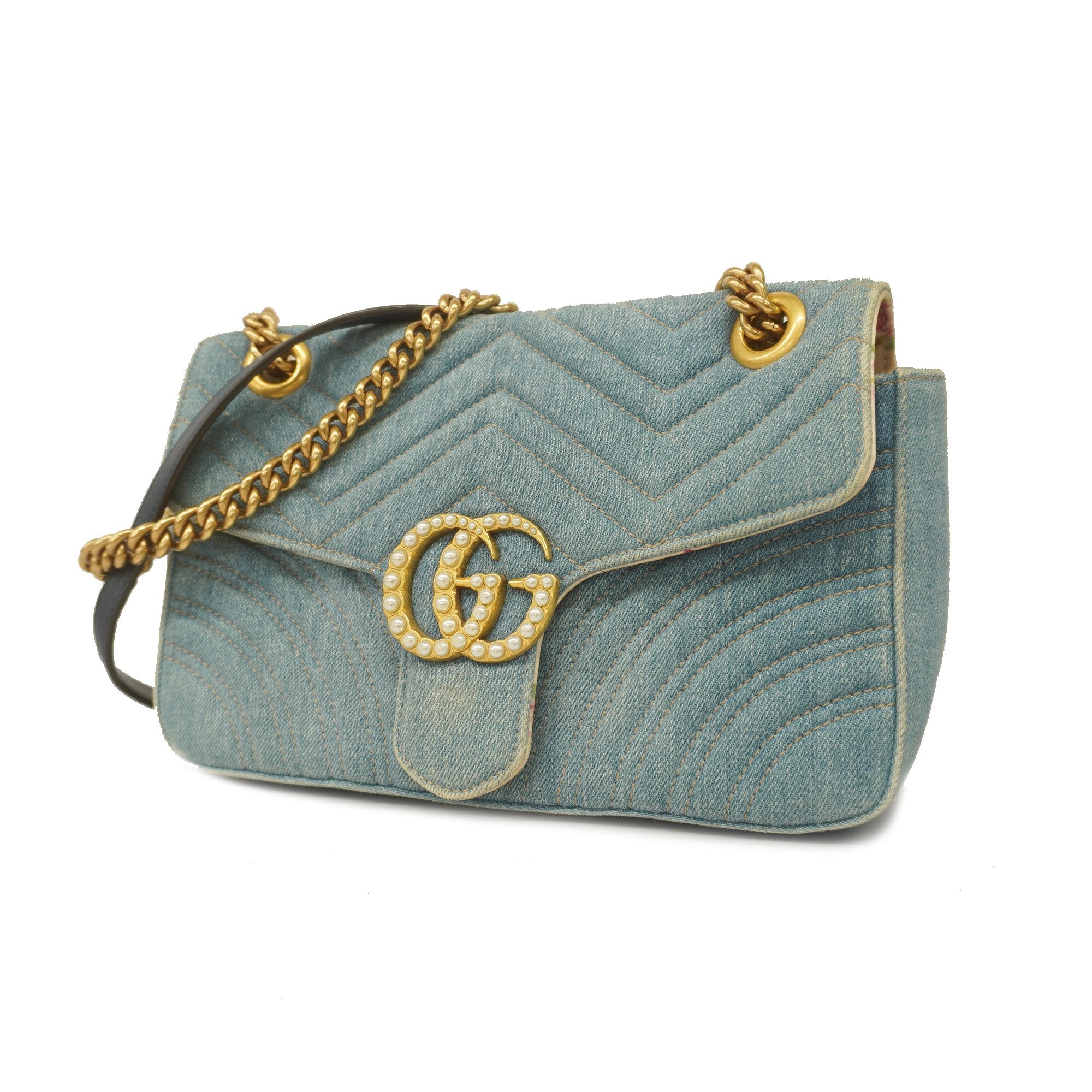 GUCCIAuth GG Marmont Shoulder Bag 443497 Women s Denim Shoulder Bag Li