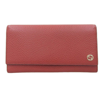 GUCCI Interlocking G Leather Bifold Long Wallet 449279 Red Women's