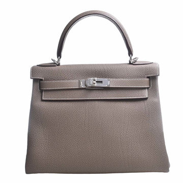 HERMES Togo Kelly 28 Handbag Greige Ladies