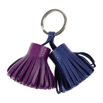 HERMES Carmen Unodos key holder lambskin navy purple ring