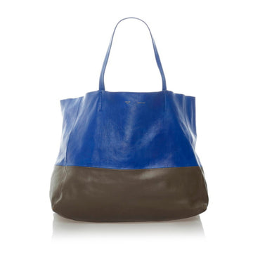 Celine Horizontal Cover Tote Bag Blue Brown Leather Ladies CELINE