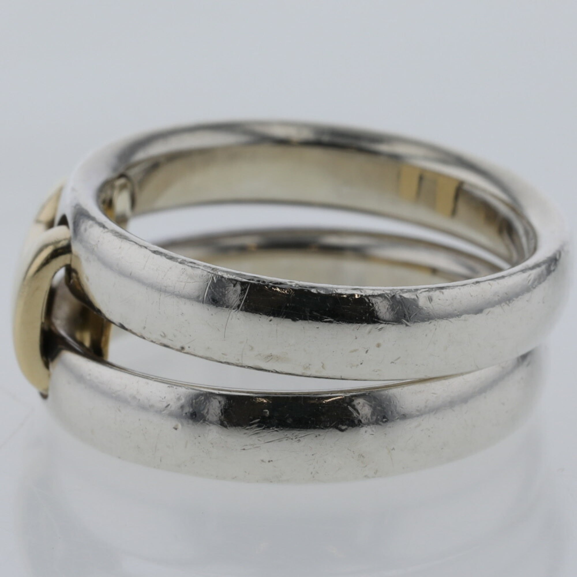 Hermes Ring Oramp Combi Silver 925 K18 Yellow Gold Upper No. 14 Lower