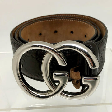 GUCCI Belt 259982 GG Shima Leather Double G Brown Silver Hardware Men's Made in Italy