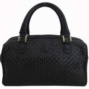 Fendi Bag FF Black Leather Patent Handbag Mini Women's Men's