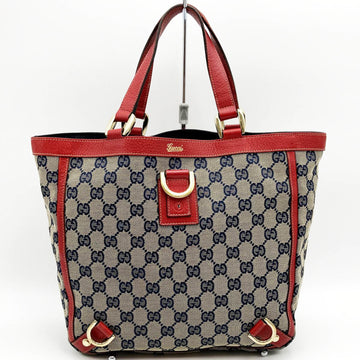 GUCCI GG Pattern Tote Bag Handbag Abbey Line Red Brown Canvas Ladies Fashion 130739