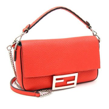 FENDI Bag Selleria Baguette Small 8BS017 Red Leather Chain Shoulder Women's FF