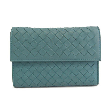 Bottega Veneta Intrecciato Men's Leather Bill Wallet (tri-fold) Blue Green