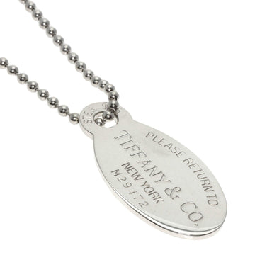 TIFFANY Return Toe Oval Tag Necklace Silver Unisex &Co.