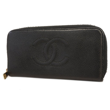 Chanel Long Wallet Gold Hardware Women's Caviar Leather Long Wallet