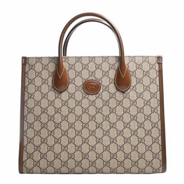 GUCCI Interlocking G Supreme Leather Small Tote Bag Shoulder 659983 Beige Brown