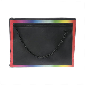 Louis Vuitton Taiga Pochette Chain Clutch 19 Year Model Black Rainbow M30347 Men's Bag