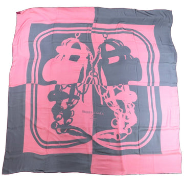 HERMES BRIDES de GALA Carre 140 Scarf Ladies Pink x Navy Silk Large Stole Ceremony Horse Bridle