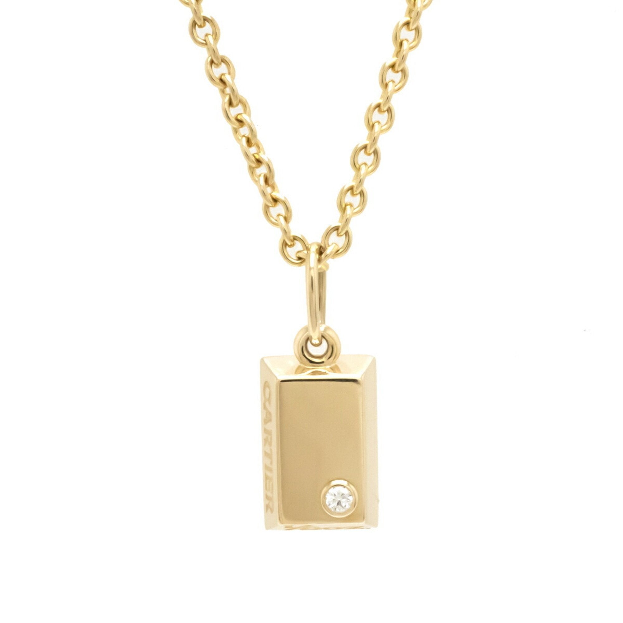 Cartier ingot necklace pendant 1 8oz K18YG yellow gold 1PD diamond