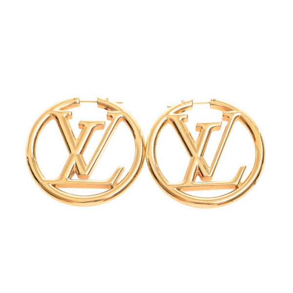 LOUIS VUITTON Earrings BOOKLE DEREILLE BABY LOUISE LV Hoop Gold GP M00613  auth | eBay